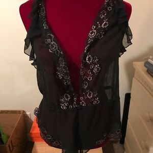 Victoria's Secret black & flower lace romper.